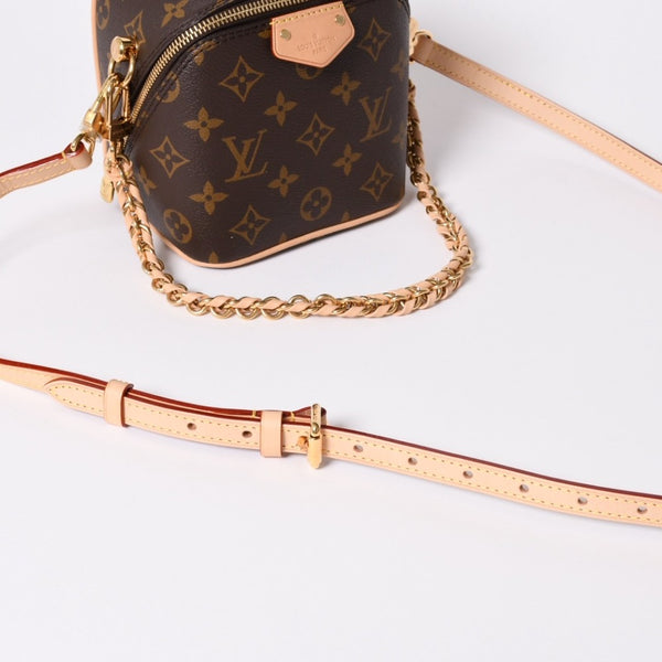 Very Good Condition LOUIS VUITTON Shoulder Bag Just in Case M47096 Monogram Dice Shape Brown Gold Hardware Used 4a002377