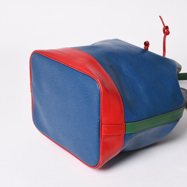 LOUIS VUITTON ルイヴィトン エピ ノエ トリコロール 巾着型ショルダーバッグ エピレザー トレドブルー カスティリアンレッド ボルネオグリーン M44082 美品 中古 4a002488