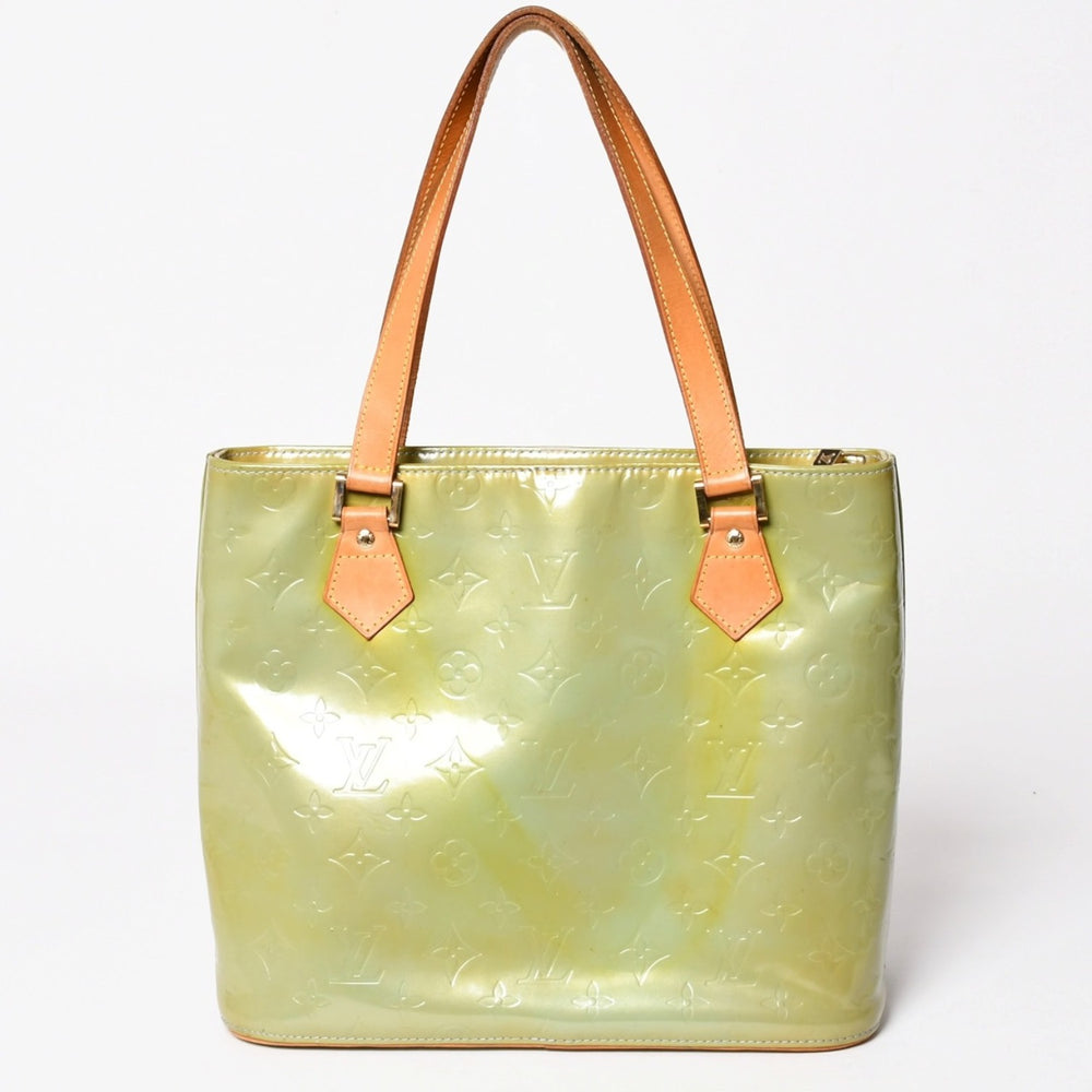 LOUIS VUITTON Monogram Vernis Houston F285 Green Handbag Gold Hardware Good Condition Used 4a003024