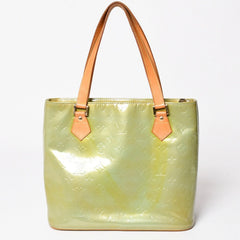 LOUIS VUITTON ルイヴィトン モノグラム ヴェルーニ ヒューストン F285 グリーン ハンドバッグ ゴールド金具 美品 中古 4a003024