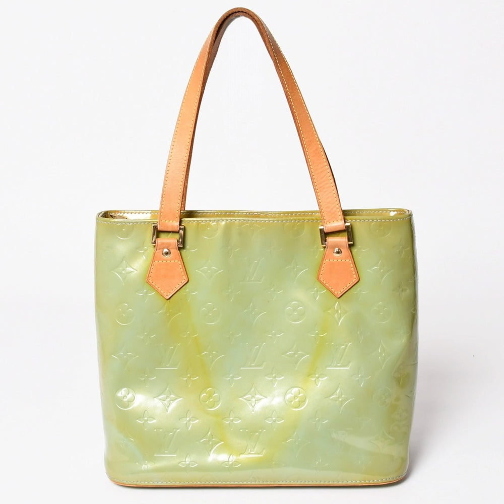 LOUIS VUITTON Monogram Vernis Houston F285 Green Handbag Gold Hardware Good Condition Used 4a003024