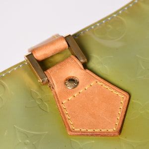 LOUIS VUITTON ルイヴィトン モノグラム ヴェルーニ ヒューストン F285 グリーン ハンドバッグ ゴールド金具 美品 中古 4a003024