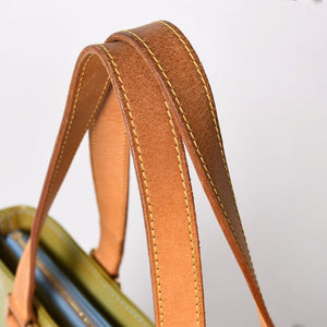 LOUIS VUITTON ルイヴィトン モノグラム ヴェルーニ ヒューストン F285 グリーン ハンドバッグ ゴールド金具 美品 中古 4a003024