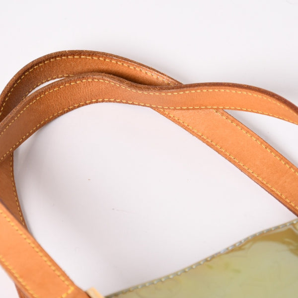 LOUIS VUITTON ルイヴィトン モノグラム ヴェルーニ ヒューストン F285 グリーン ハンドバッグ ゴールド金具 美品 中古 4a003024
