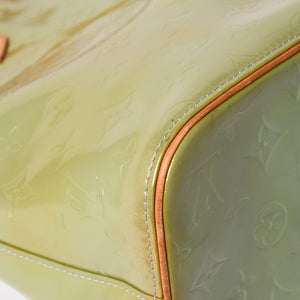 LOUIS VUITTON ルイヴィトン モノグラム ヴェルーニ ヒューストン F285 グリーン ハンドバッグ ゴールド金具 美品 中古 4a003024