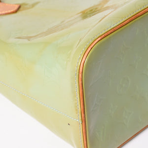LOUIS VUITTON ルイヴィトン モノグラム ヴェルーニ ヒューストン F285 グリーン ハンドバッグ ゴールド金具 美品 中古 4a003024