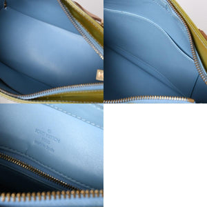 LOUIS VUITTON ルイヴィトン モノグラム ヴェルーニ ヒューストン F285 グリーン ハンドバッグ ゴールド金具 美品 中古 4a003024