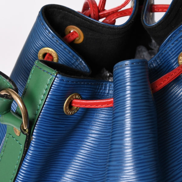 LOUIS VUITTON ルイヴィトン エピ ノエ トリコロール 巾着型ショルダーバッグ エピレザー トレドブルー カスティリアンレッド ボルネオグリーン M44082 美品 中古 4a002488