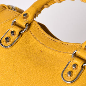 BALENCIAGA バレンシアガ Le City バッグ ミニ ラムスキン ブラスハードウェア 453293・7160・B・535269 イエロー 美品 中古 4a002932