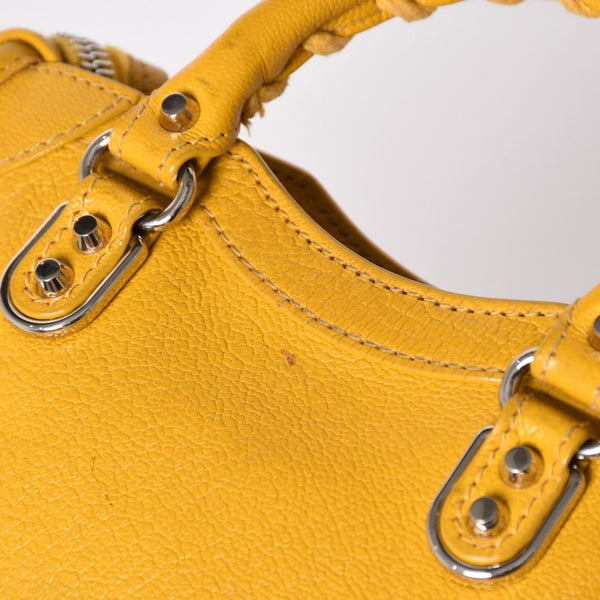 BALENCIAGA バレンシアガ Le City バッグ ミニ ラムスキン ブラスハードウェア 453293・7160・B・535269 イエロー 美品 中古 4a002932