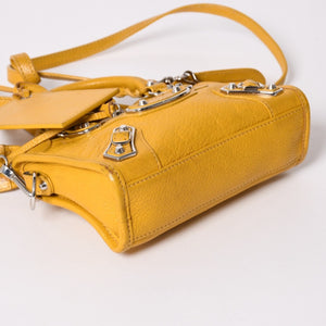 BALENCIAGA バレンシアガ Le City バッグ ミニ ラムスキン ブラスハードウェア 453293・7160・B・535269 イエロー 美品 中古 4a002932