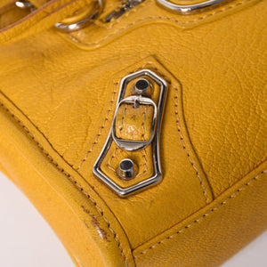 BALENCIAGA バレンシアガ Le City バッグ ミニ ラムスキン ブラスハードウェア 453293・7160・B・535269 イエロー 美品 中古 4a002932