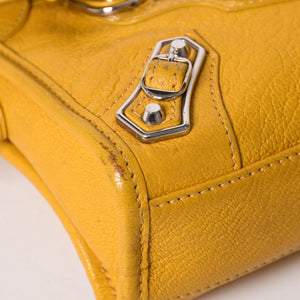 BALENCIAGA バレンシアガ Le City バッグ ミニ ラムスキン ブラスハードウェア 453293・7160・B・535269 イエロー 美品 中古 4a002932