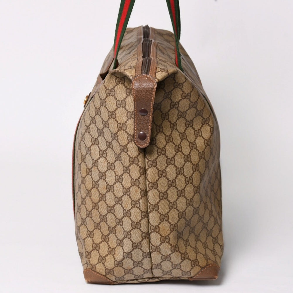 GUCCI Gucci Vintage Old Gucci GG Supreme Canvas Tote Bag PVC Brown 9411 Gold Hardware Good Condition Used 4a002489