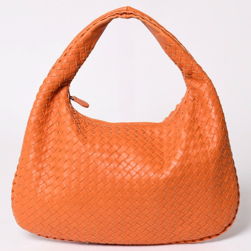 BOTTEGA VENETA ボッテガヴェネタ ホーボー ワンショルダーバッグ イントレチャート 115654 V0016 レザー オレンジ 美品 中古 4a002025