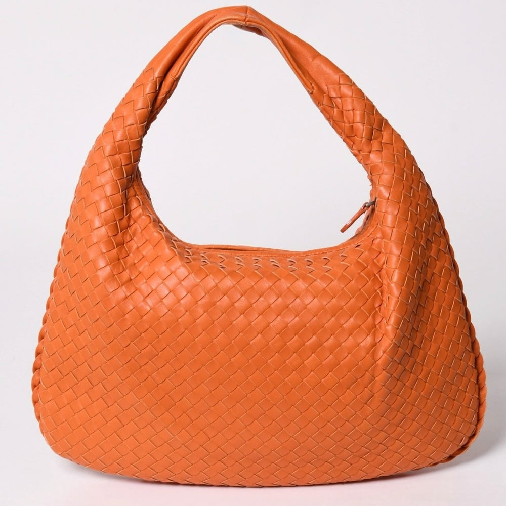 BOTTEGA VENETA ボッテガヴェネタ ホーボー ワンショルダーバッグ イントレチャート 115654 V0016 レザー オレンジ 美品 中古 4a002025
