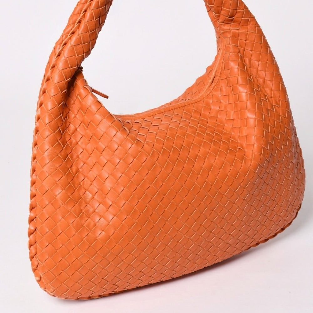 BOTTEGA VENETA Hobo One Shoulder Bag Intrecciato 115654 V0016 Leather Orange Good Condition Used 4a002025