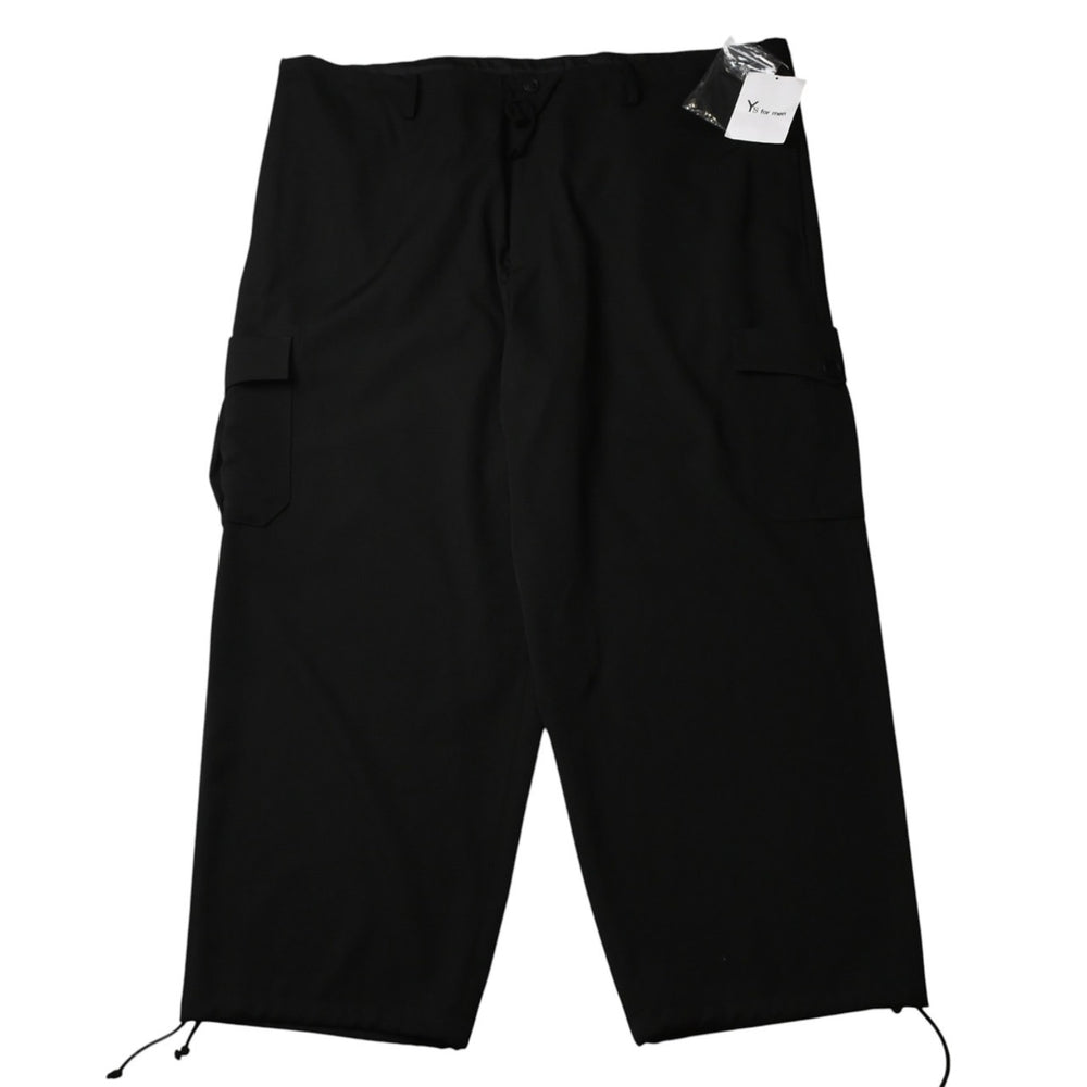 極美品 Y's for men ヨウジヤマモト GABARDINE STRING PANTS WITH SIDE OUT POCKET カーゴパンツ イージーパンツ ブラック アウトポケット ミリタリー MO-P31-100 中古 4a002159