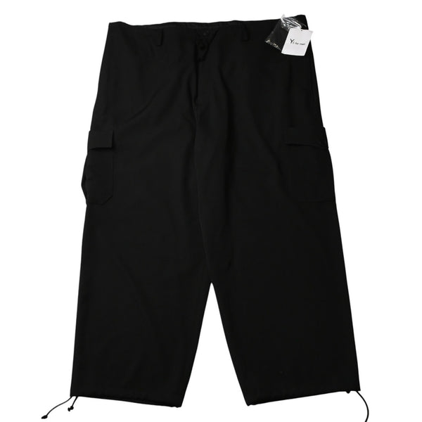 極美品 Y's for men ヨウジヤマモト GABARDINE STRING PANTS WITH SIDE OUT POCKET カーゴパンツ イージーパンツ ブラック アウトポケット ミリタリー MO-P31-100 中古 4a002159
