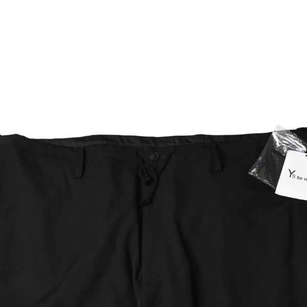 極美品 Y's for men ヨウジヤマモト GABARDINE STRING PANTS WITH SIDE OUT POCKET カーゴパンツ イージーパンツ ブラック アウトポケット ミリタリー MO-P31-100 中古 4a002159