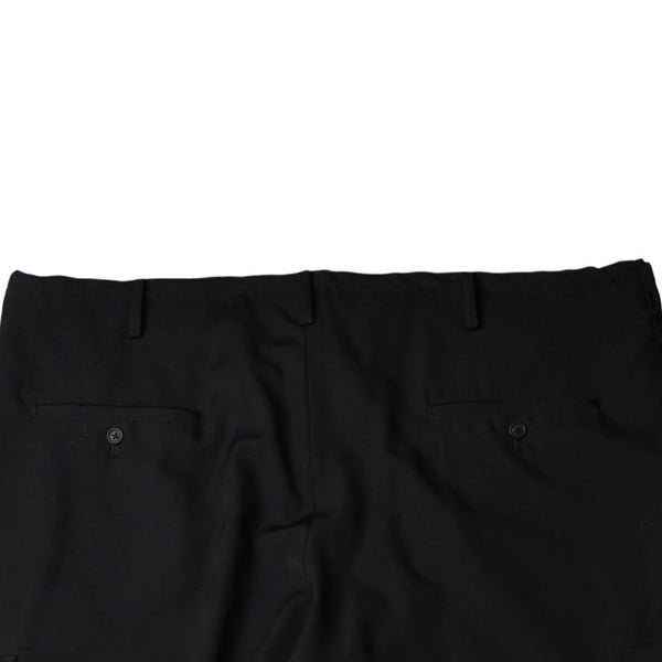 極美品 Y's for men ヨウジヤマモト GABARDINE STRING PANTS WITH SIDE OUT POCKET カーゴパンツ イージーパンツ ブラック アウトポケット ミリタリー MO-P31-100 中古 4a002159