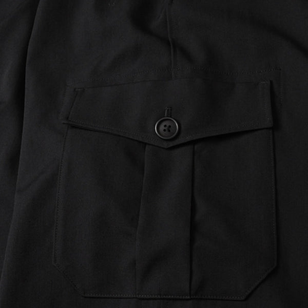 極美品 Y's for men ヨウジヤマモト GABARDINE STRING PANTS WITH SIDE OUT POCKET カーゴパンツ イージーパンツ ブラック アウトポケット ミリタリー MO-P31-100 中古 4a002159