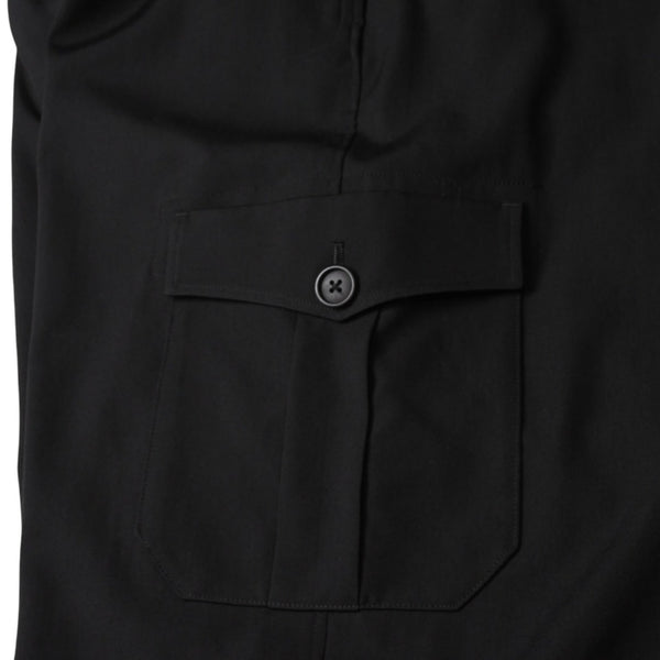 極美品 Y's for men ヨウジヤマモト GABARDINE STRING PANTS WITH SIDE OUT POCKET カーゴパンツ イージーパンツ ブラック アウトポケット ミリタリー MO-P31-100 中古 4a002159