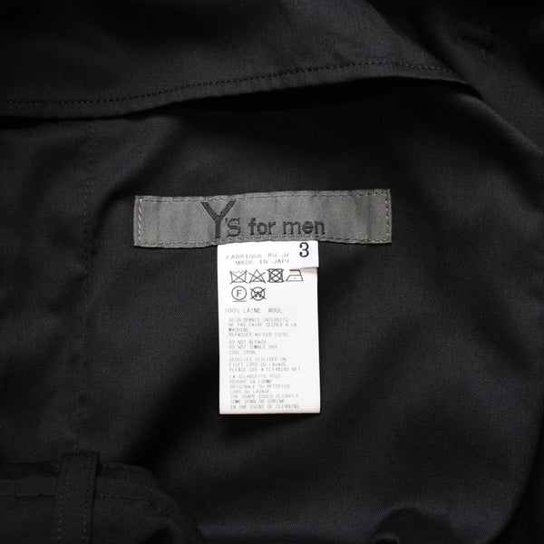 極美品 Y's for men ヨウジヤマモト GABARDINE STRING PANTS WITH SIDE OUT POCKET カーゴパンツ イージーパンツ ブラック アウトポケット ミリタリー MO-P31-100 中古 4a002159