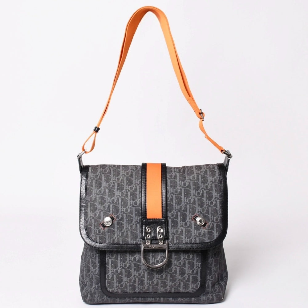 Christian Dior クリスチャンディオール フライトライントロッターメッセンジャーバッグ ガリアーノ期 オレンジ ネイビー シルバー金具 05-BO-0026 美品 中古 4a001110