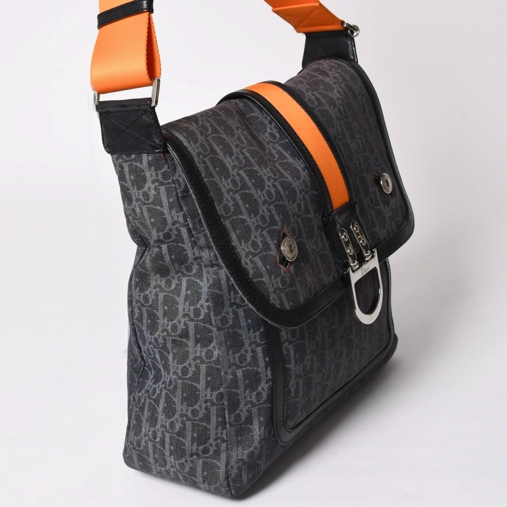 Christian Dior クリスチャンディオール フライトライントロッターメッセンジャーバッグ ガリアーノ期 オレンジ ネイビー シルバー金具 05-BO-0026 美品 中古 4a001110