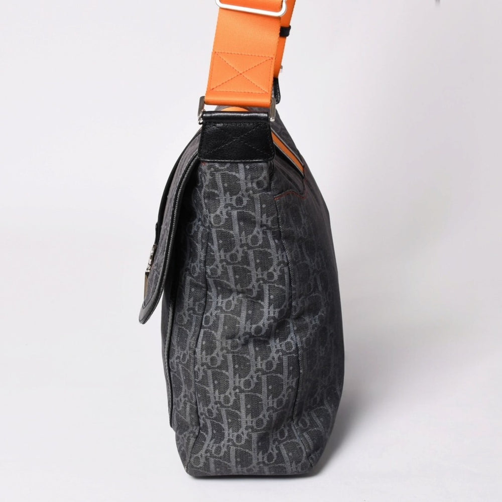 Christian Dior クリスチャンディオール フライトライントロッターメッセンジャーバッグ ガリアーノ期 オレンジ ネイビー シルバー金具 05-BO-0026 美品 中古 4a001110