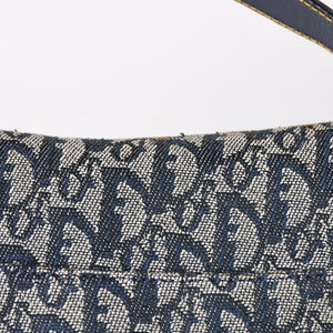 極美品 Christian Dior クリスチャンディオール サドルバッグ トロッター ネイビー 総柄 コットンキャンバス ショルダーバッグ 中古 4a002744