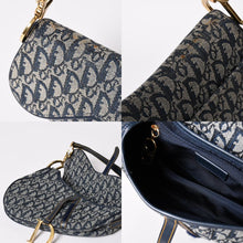 画像をギャラリービューアに読み込む, 極美品 Christian Dior クリスチャンディオール サドルバッグ トロッター ネイビー 総柄 コットンキャンバス ショルダーバッグ 中古 4a002744
