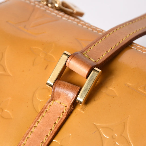 LOUIS VUITTON ルイヴィトン モノグラム ヴェルニ ヘッドフォード ハンドバッグ ボストンバッグ イエロー パテント レザー M91006 美品 中古 4a002497