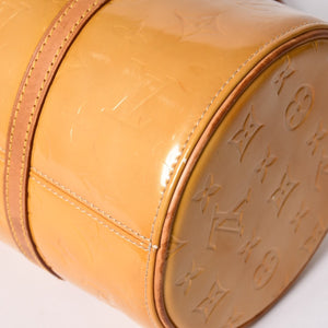 LOUIS VUITTON ルイヴィトン モノグラム ヴェルニ ヘッドフォード ハンドバッグ ボストンバッグ イエロー パテント レザー M91006 美品 中古 4a002497