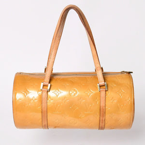 LOUIS VUITTON ルイヴィトン モノグラム ヴェルニ ヘッドフォード ハンドバッグ ボストンバッグ イエロー パテント レザー M91006 美品 中古 4a002497