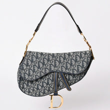 Load image into Gallery viewer, 極美品 Christian Dior クリスチャンディオール サドルバッグ トロッター ネイビー 総柄 コットンキャンバス ショルダーバッグ RU0010 中古 4a002003