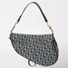 Load image into Gallery viewer, 極美品 Christian Dior クリスチャンディオール サドルバッグ トロッター ネイビー 総柄 コットンキャンバス ショルダーバッグ RU0010 中古 4a002003