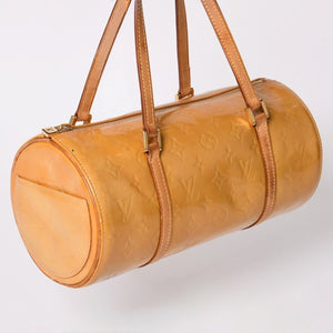LOUIS VUITTON ルイヴィトン モノグラム ヴェルニ ヘッドフォード ハンドバッグ ボストンバッグ イエロー パテント レザー M91006 美品 中古 4a002497