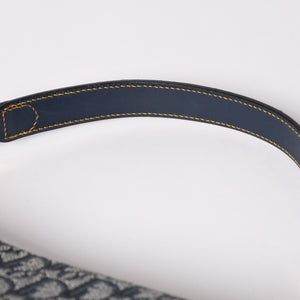 極美品 Christian Dior クリスチャンディオール サドルバッグ トロッター ネイビー 総柄 コットンキャンバス ショルダーバッグ RU0010 中古 4a002003