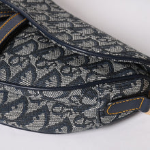 Load image into Gallery viewer, 極美品 Christian Dior クリスチャンディオール サドルバッグ トロッター ネイビー 総柄 コットンキャンバス ショルダーバッグ RU0010 中古 4a002003