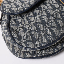 Load image into Gallery viewer, 極美品 Christian Dior クリスチャンディオール サドルバッグ トロッター ネイビー 総柄 コットンキャンバス ショルダーバッグ RU0010 中古 4a002003