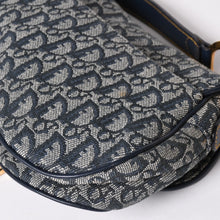 Load image into Gallery viewer, 極美品 Christian Dior クリスチャンディオール サドルバッグ トロッター ネイビー 総柄 コットンキャンバス ショルダーバッグ RU0010 中古 4a002003