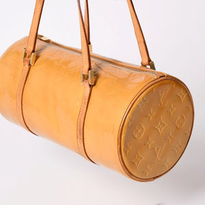 LOUIS VUITTON ルイヴィトン モノグラム ヴェルニ ヘッドフォード ハンドバッグ ボストンバッグ イエロー パテント レザー M91006 美品 中古 4a002497