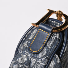 Load image into Gallery viewer, 極美品 Christian Dior クリスチャンディオール サドルバッグ トロッター ネイビー 総柄 コットンキャンバス ショルダーバッグ RU0010 中古 4a002003