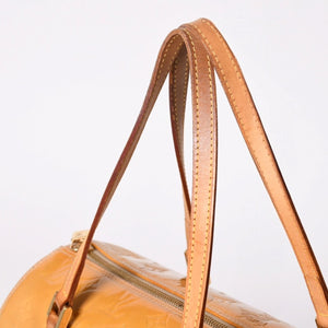 LOUIS VUITTON ルイヴィトン モノグラム ヴェルニ ヘッドフォード ハンドバッグ ボストンバッグ イエロー パテント レザー M91006 美品 中古 4a002497