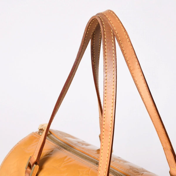 LOUIS VUITTON ルイヴィトン モノグラム ヴェルニ ヘッドフォード ハンドバッグ ボストンバッグ イエロー パテント レザー M91006 美品 中古 4a002497