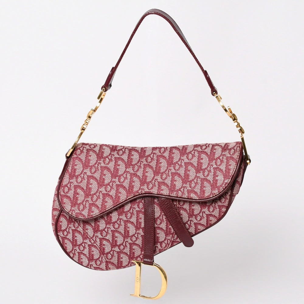 Very Good Condition Christian Dior Saddle Bag Trotter All Over Pattern Cotton Canvas Shoulder Bag RU0012 Used 4a001999