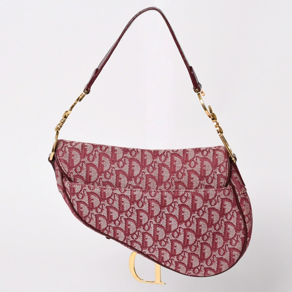 Very Good Condition Christian Dior Saddle Bag Trotter All Over Pattern Cotton Canvas Shoulder Bag RU0012 Used 4a001999