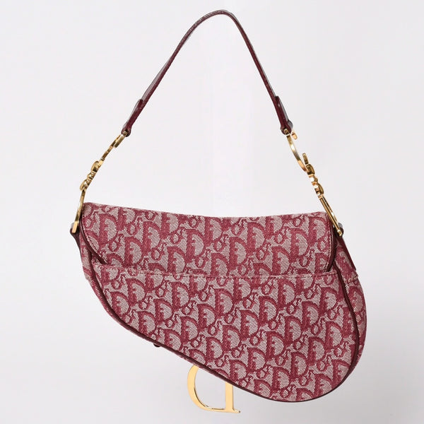 極美品 Christian Dior クリスチャンディオール サドルバッグ トロッター 総柄 コットンキャンバス ショルダーバッグ RU0012 中古 4a001999